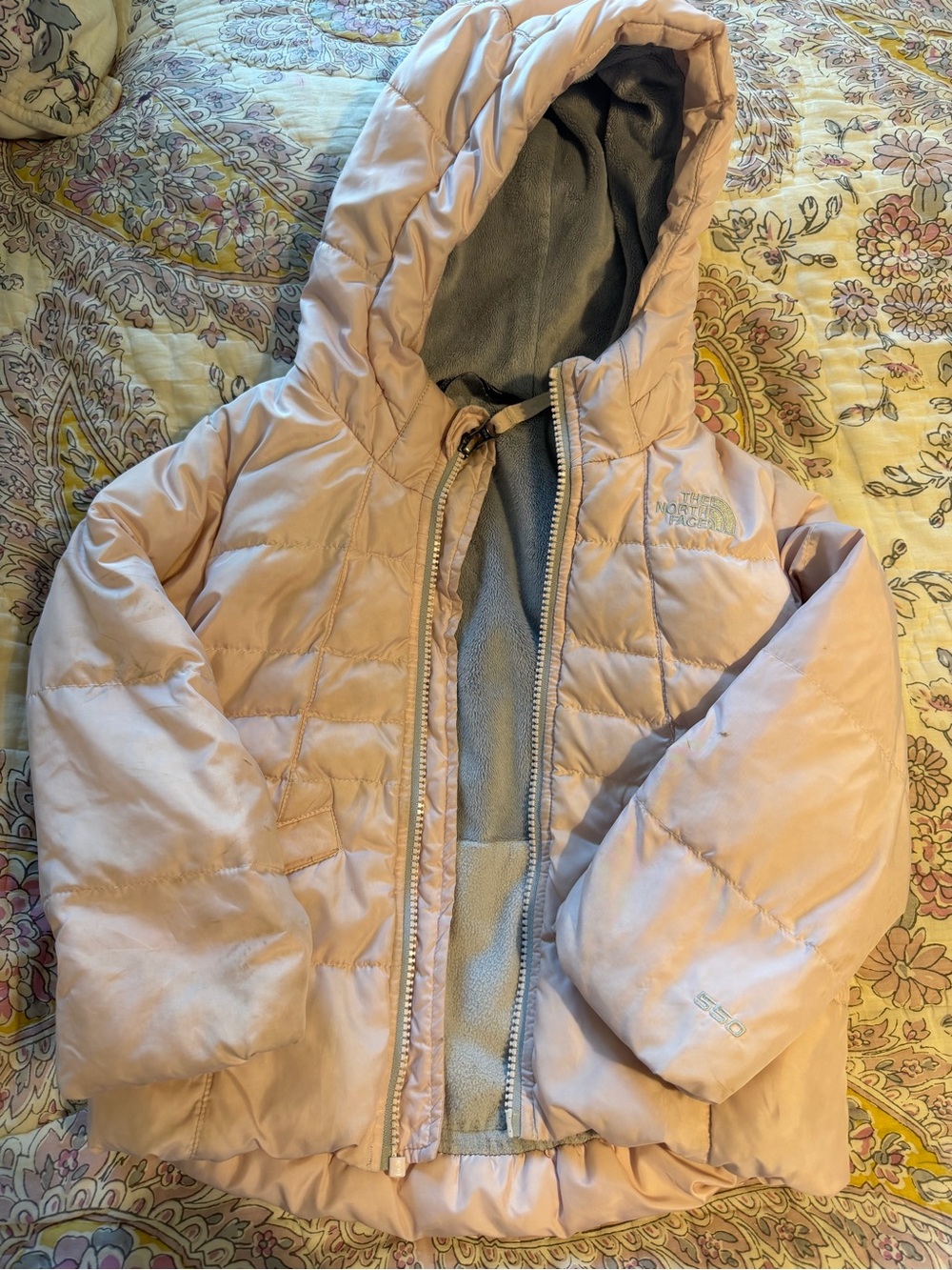 The North Face Kids Hooded Puffer Jacket in Light Pink